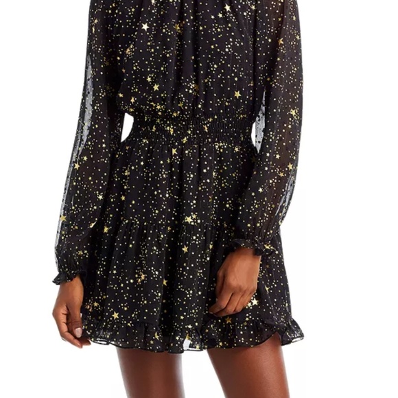 AQUA "Metallic Stripe Star Print Mini Dress" Small - Picture 4 of 5